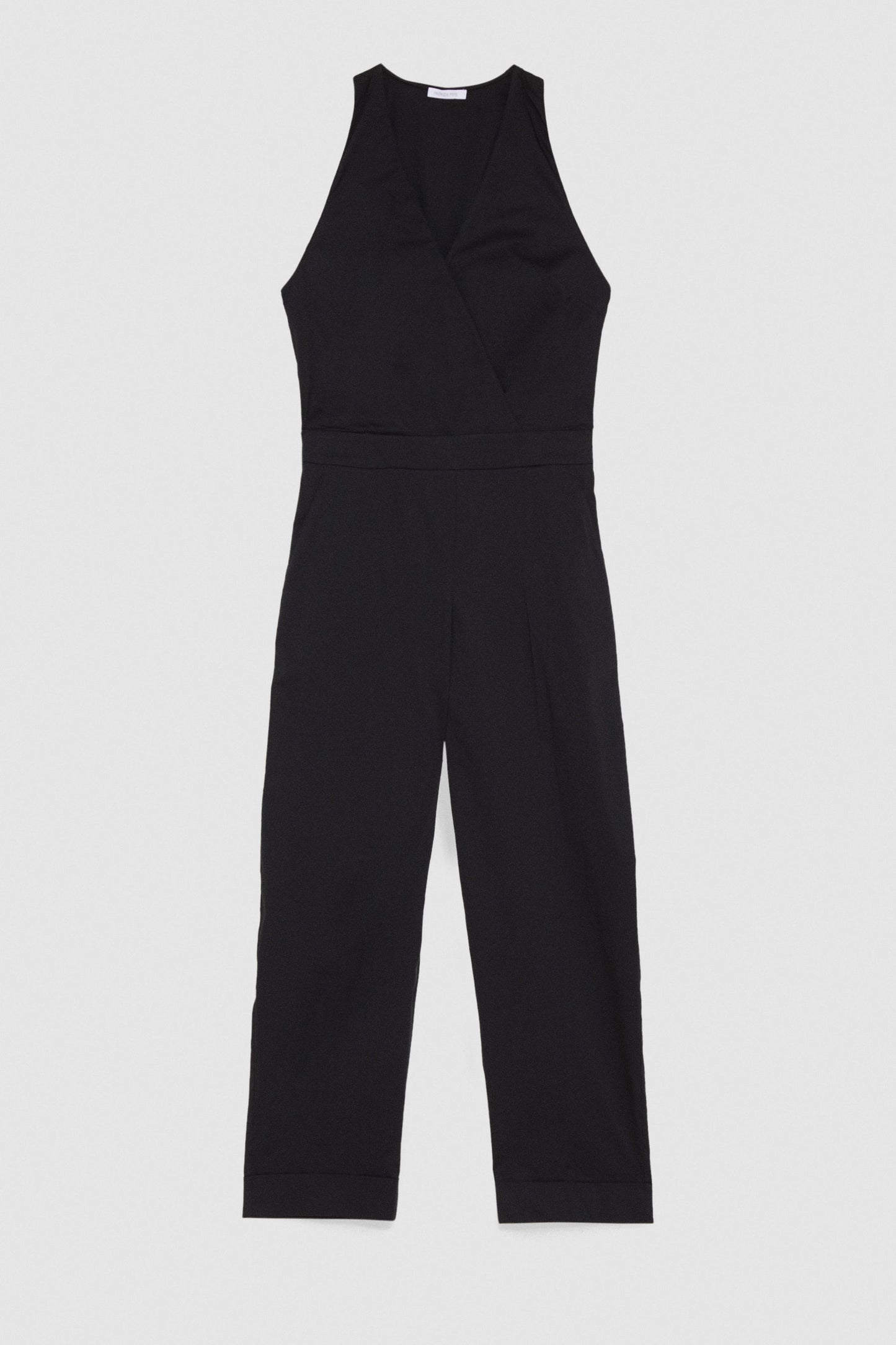 Long jumpsuit in stretch cotton-blend poplin