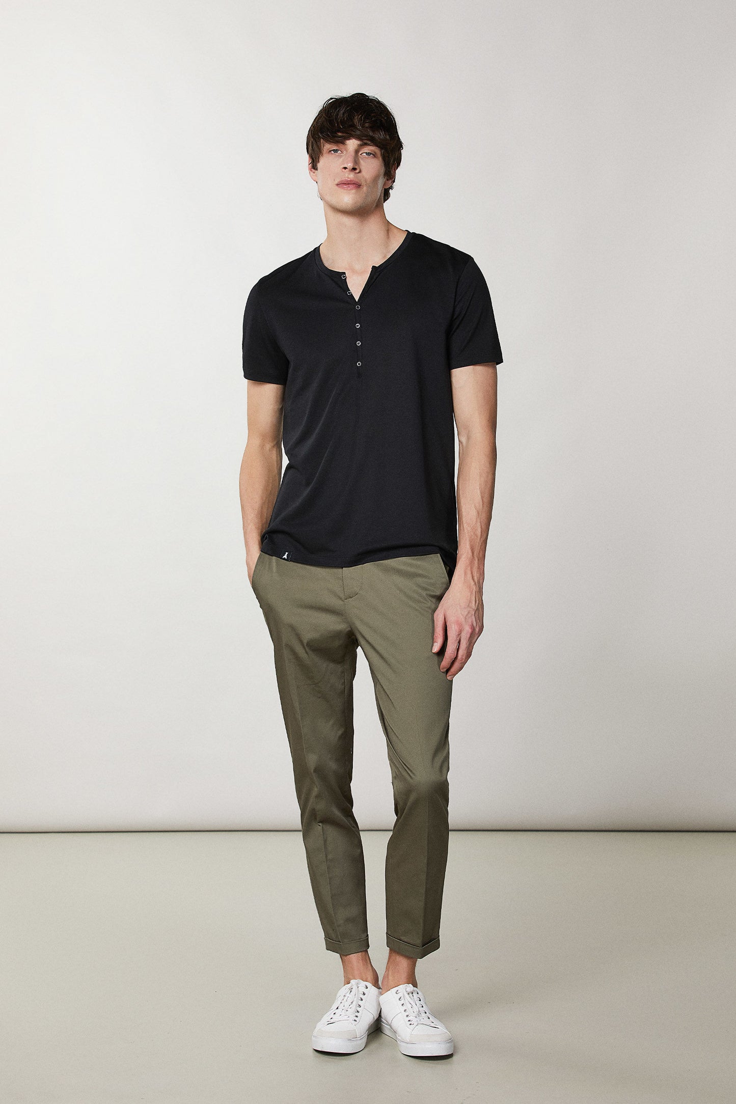 Short-sleeved Henley T-shirt