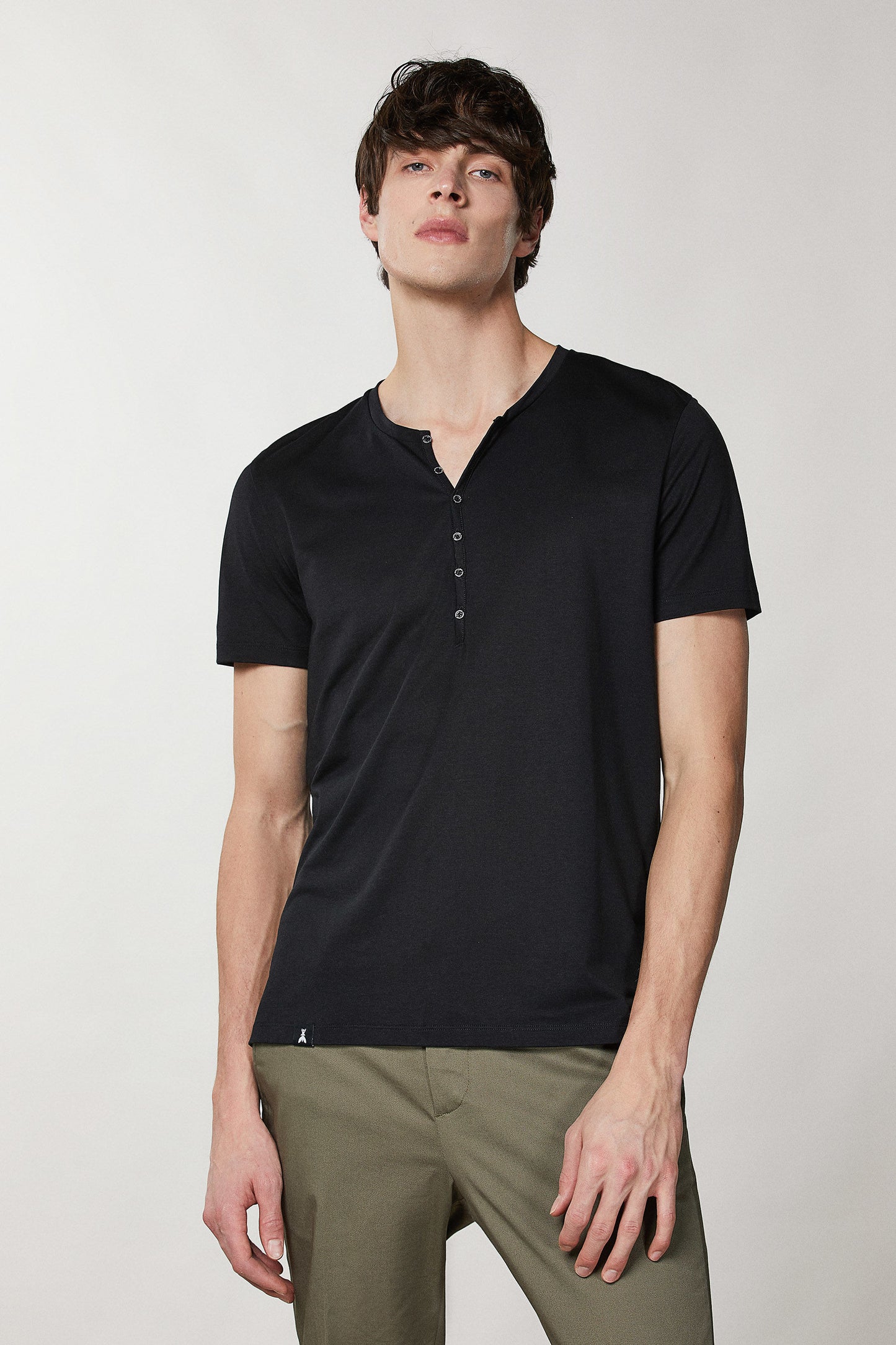 Short-sleeved Henley T-shirt