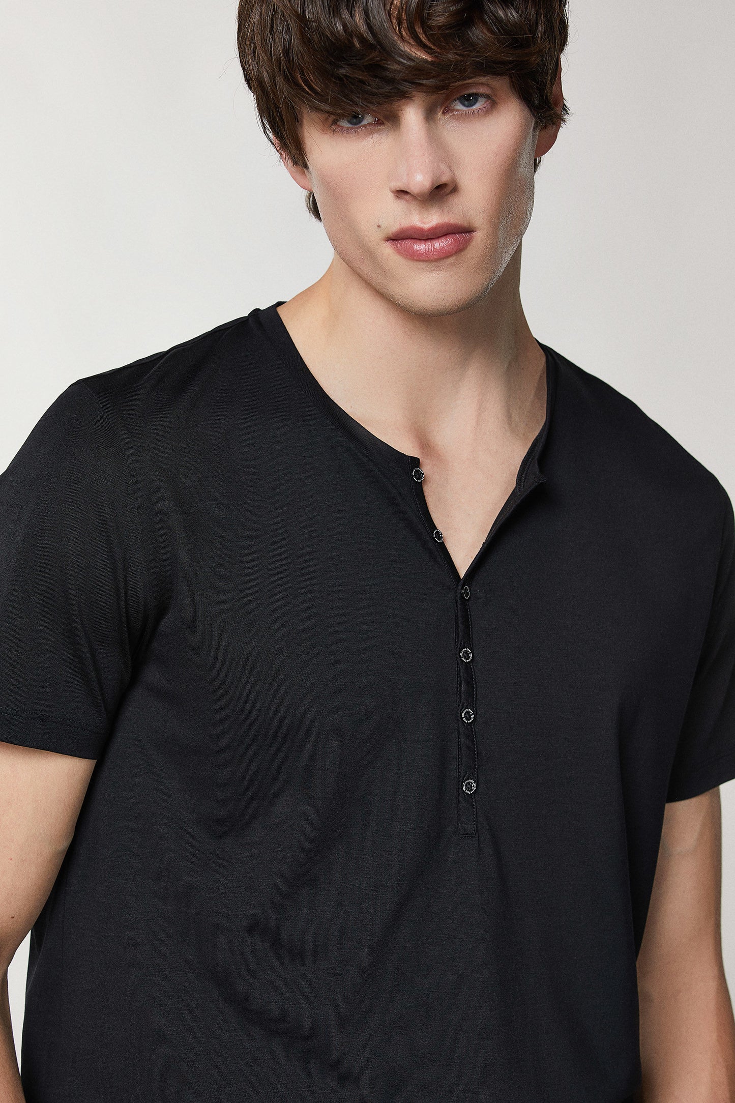 Short-sleeved Henley T-shirt