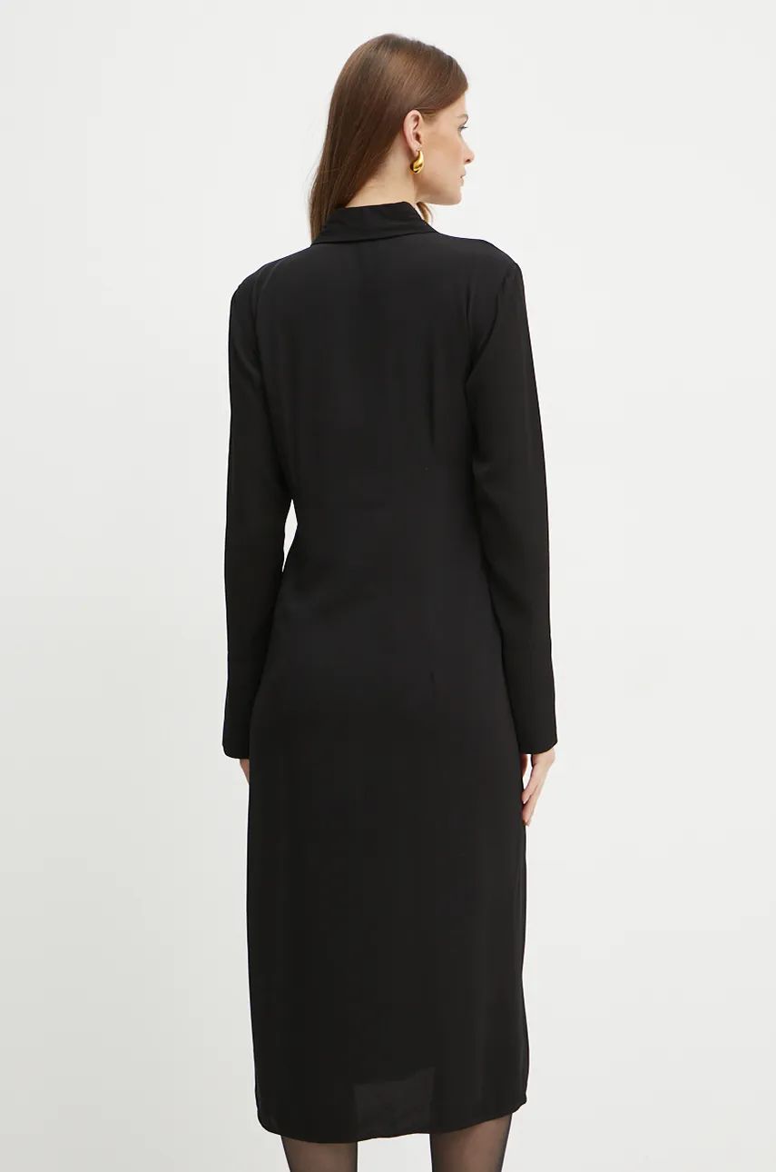 Black Essential twill sash dress by Patrizia Pepe