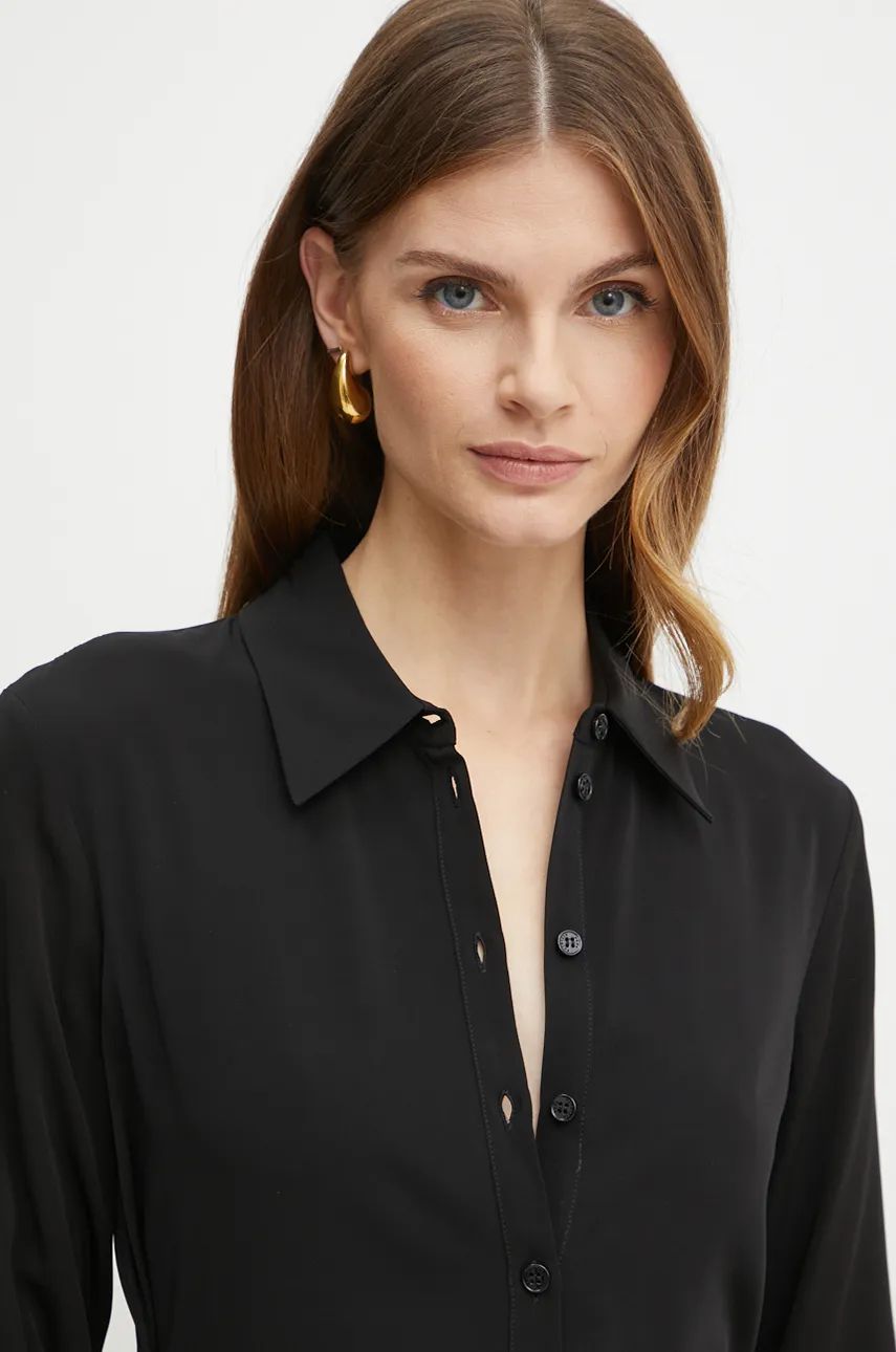 Black Essential twill sash dress by Patrizia Pepe