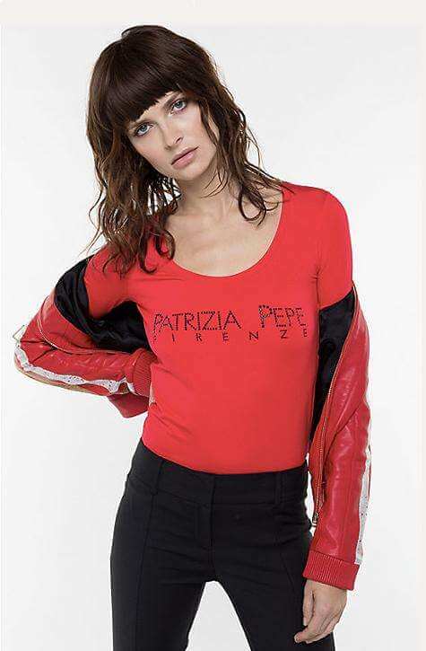 T-shirt with Patrizia Pepe Rhinestone Logo