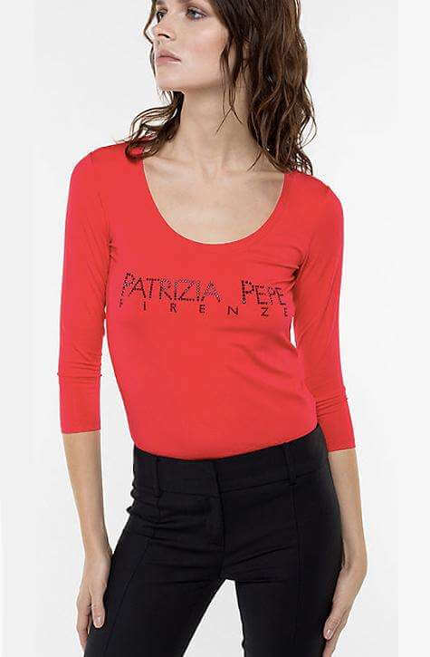 T-shirt with Patrizia Pepe Rhinestone Logo