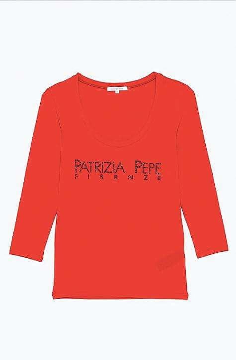 T-shirt with Patrizia Pepe Rhinestone Logo