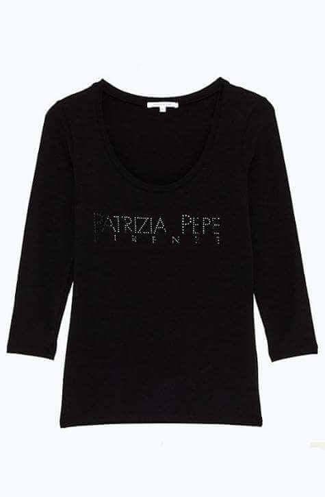 T-shirt with Patrizia Pepe Rhinestone Logo