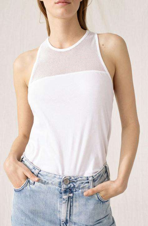 Tanktop with Mesh CLOSED Women's Top. white shade with transparent perfection | Local Same-day-Delivery, International Shipping | affairedefemmes.net